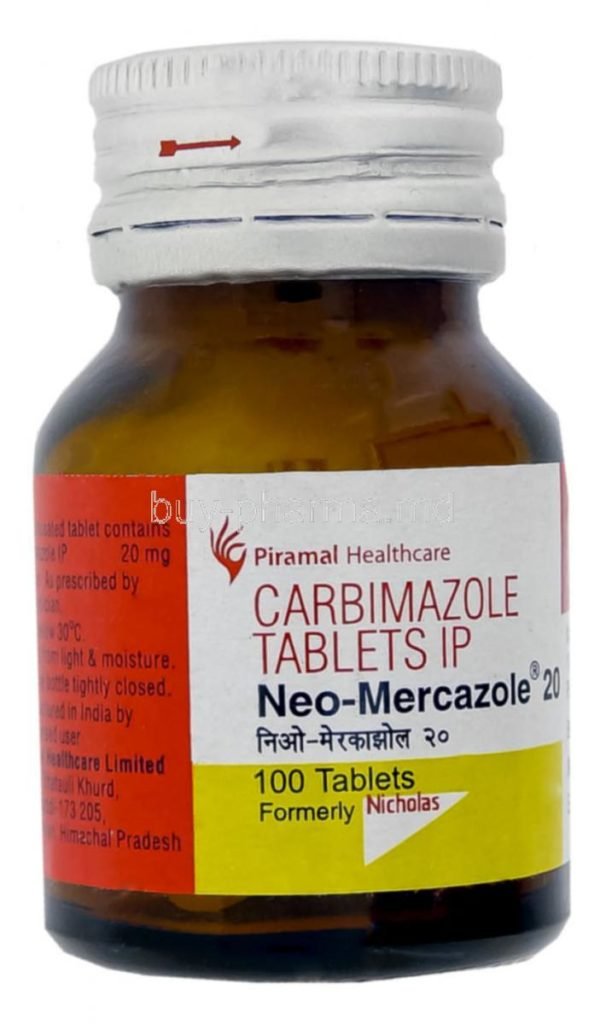 NeoMercazole-20-Carbimazole-20-Mg-Bottle